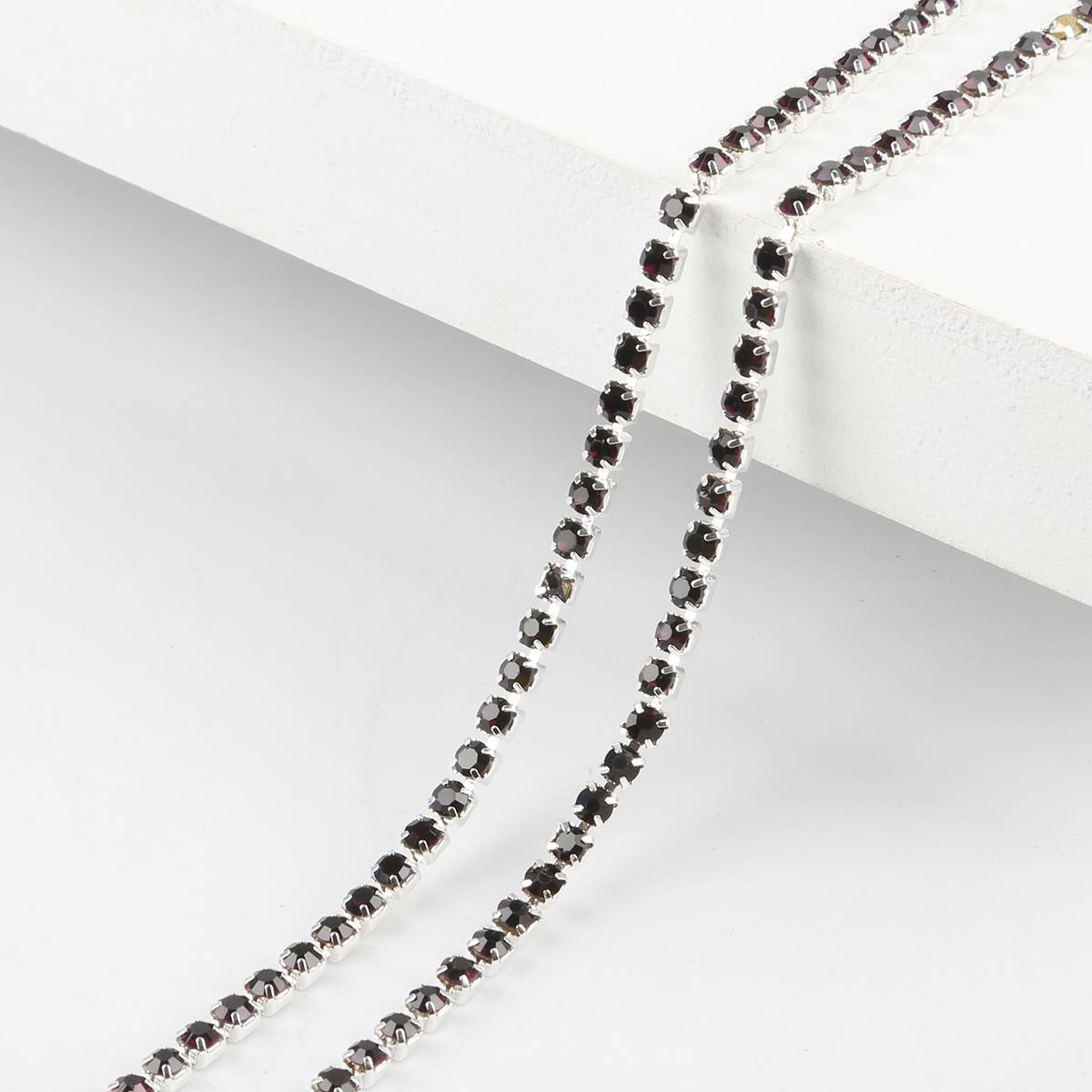 

Цепочка со стразами плотности 1 м, пришитая на клею серебряная основа, отделка стразами, аксессуары для самостоятельного изготовления SS6.5 Width 2.0MM