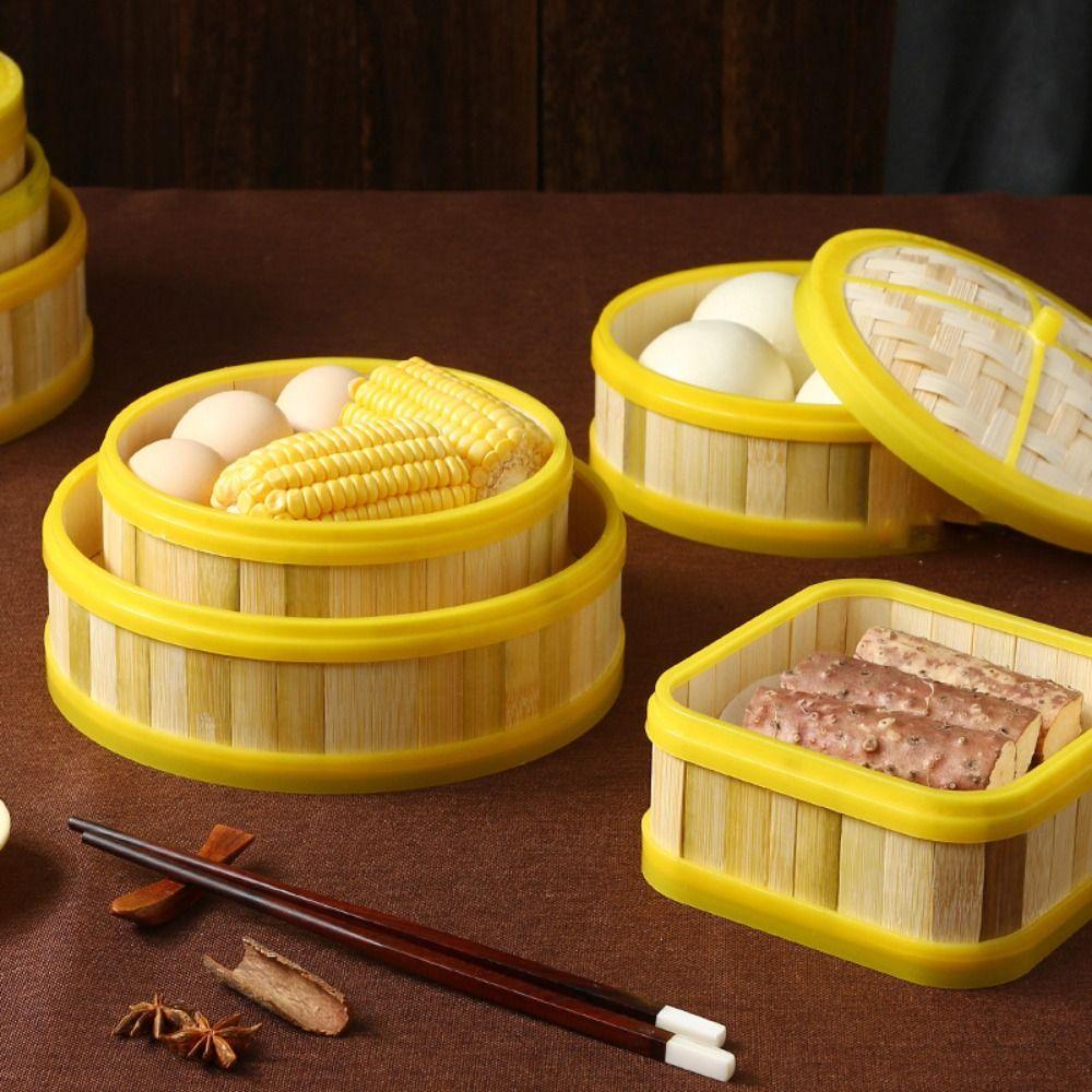 1Pcs New Handmade Bamboo Steamer With Lid 13-30cm Steamer Basket Multi-function Kitchen Cookware Chinese Food Making