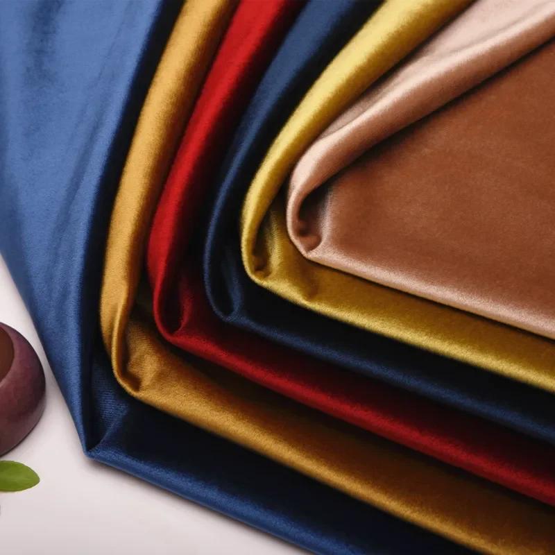 High Quality Thickend Velvet Fabric Soft By The Meter for Sofa Covers Pillowcases Curtain Sewing Velour Cloth Anti-wrinkle Blue