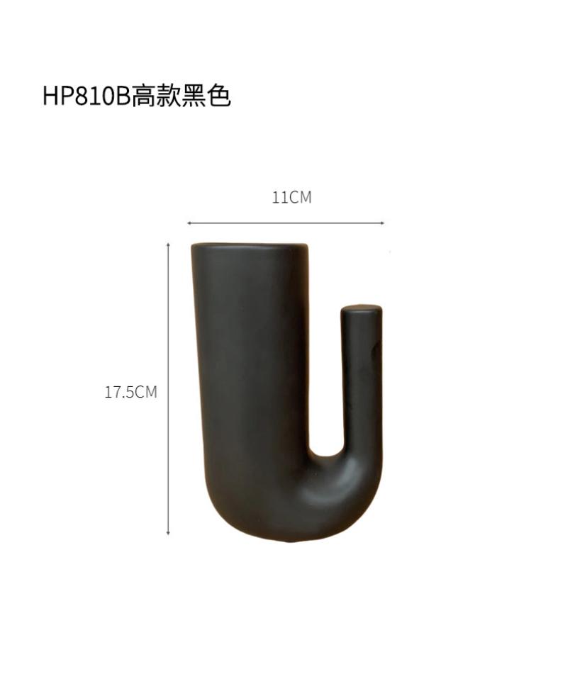 Black and White Ceramic Vase Flower Arrangement Nordic Ins Style Decorative Ornament Geometric Abstract Art Flower Container