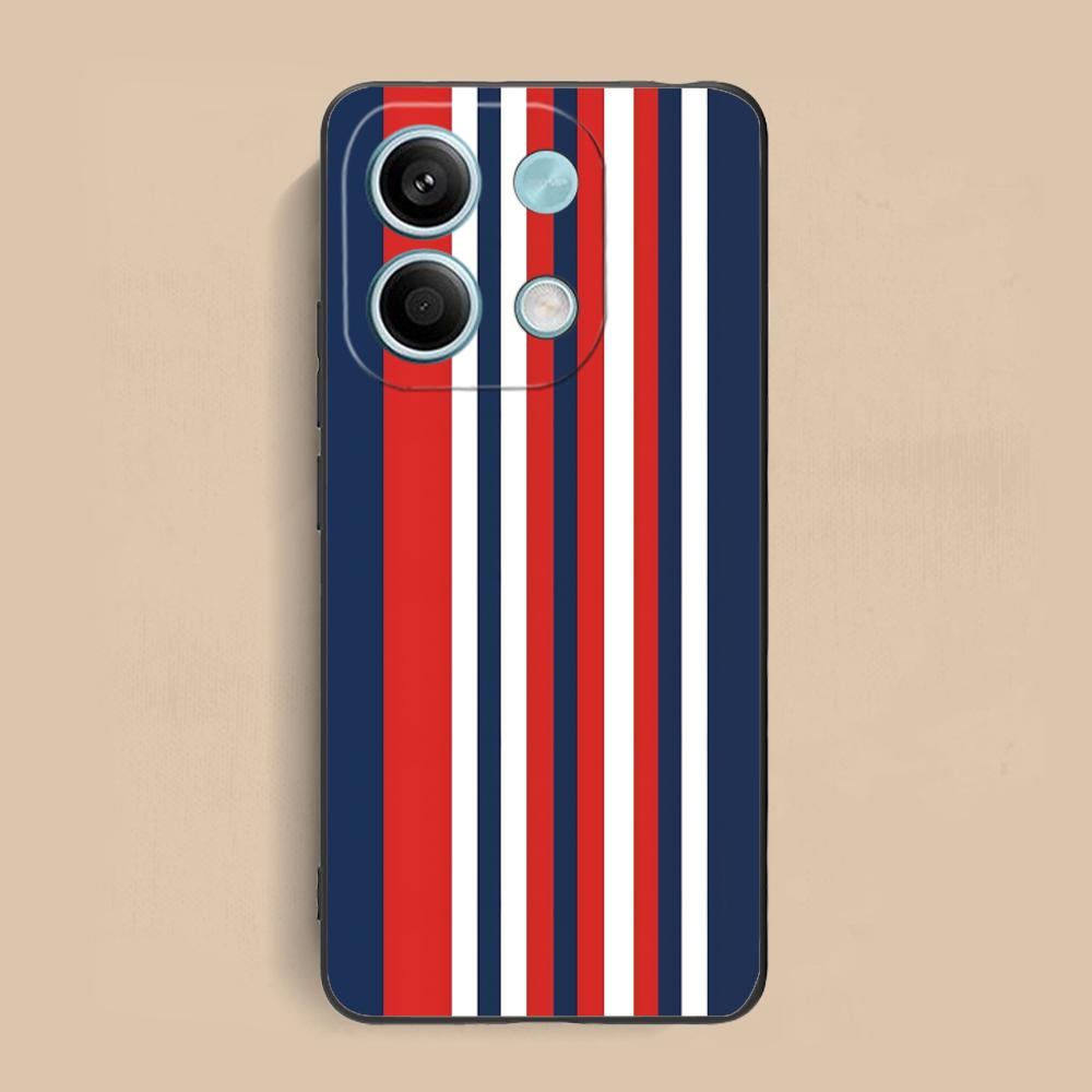 Red Blue Stripe Mobile Phone Case for Xiaomi Redmi Note 14 13 12 11 S Pro Plus 4G 5G Colorful Printing Cover Pretty Luxury Cover