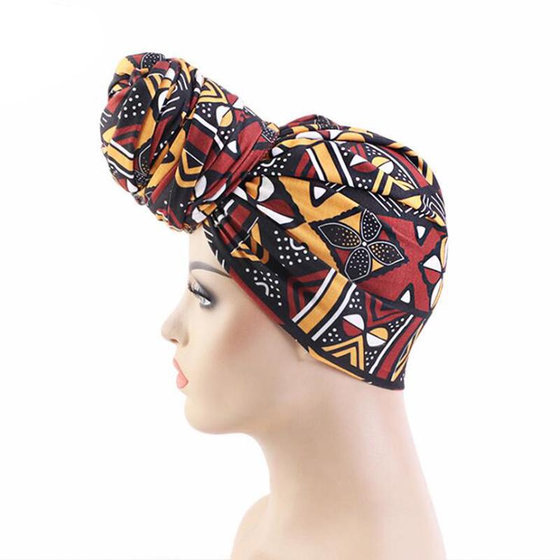 India Turban Women Printed Turban Big Flower Headwear Bandana Hijab Long Turban Hair Accessories