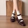 Fashion Fashion Square Toe Shallow Mouth Flats Women's Summer New Metal Belt Buckle Soft Slip Non-Slip Mary Jane Single Shoes