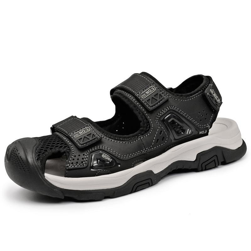 Sandals Men's 2025 Summer Breathable Outdoor Hollow Baotou Beach Shoes Men's Soft Bottom Mesh Lightweight External Wear Cool Slippers
