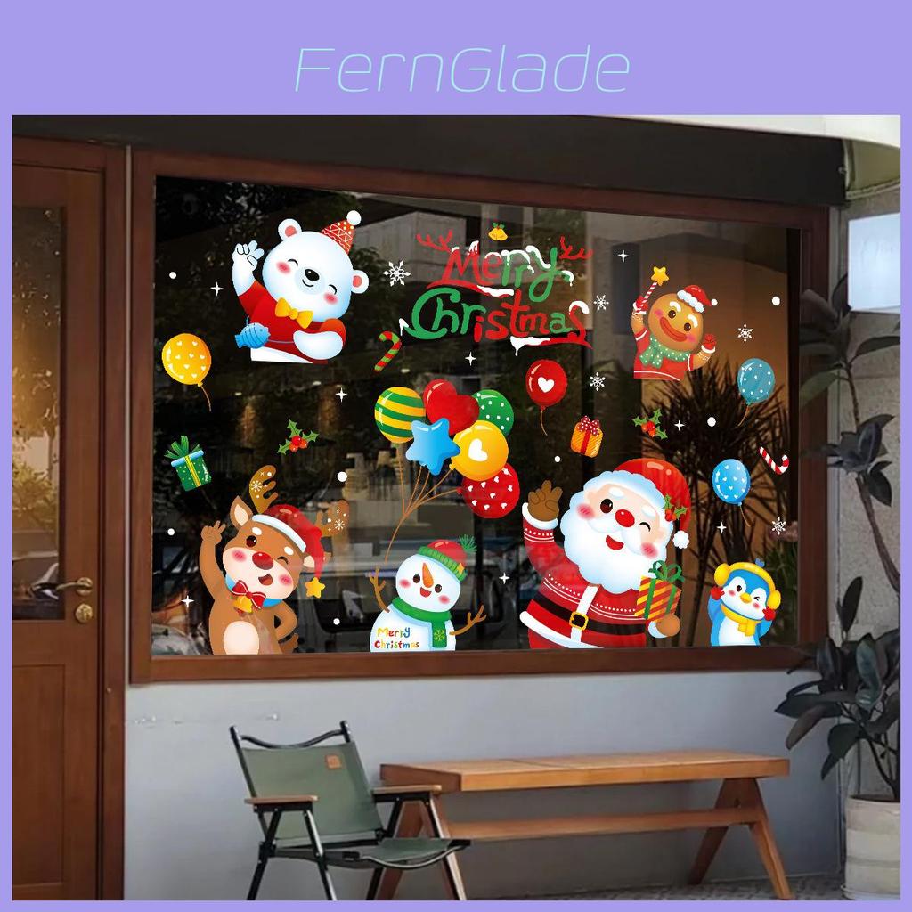 Christmas Static Electricity Stickers With Santa Claus Reindeer Snowman Design For Doors And Windows