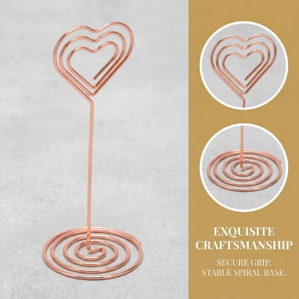 10Pcs Heart Shape Table Number Stands Gold /Rose Gold Name Card Holder Home Centerpiece
