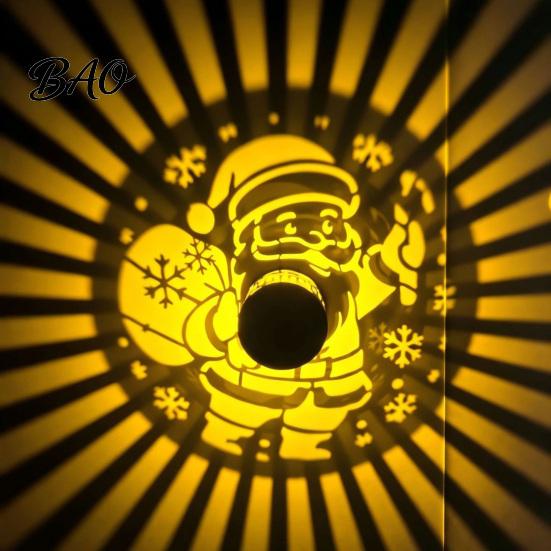 Rust Proof Iron Garden Fixtures Solar Christmas Wall Light, Santa Claus Projection Lamp with Rust-Proof Warm White Holiday Yard Decor Frame,
