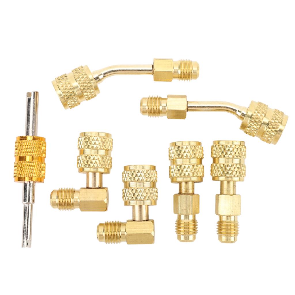 R410A Adapter Kit with Valve Core Remover 5 16 To 1 4in HVAC Refrigerant Hose Adapter for R410A Mini Split Air