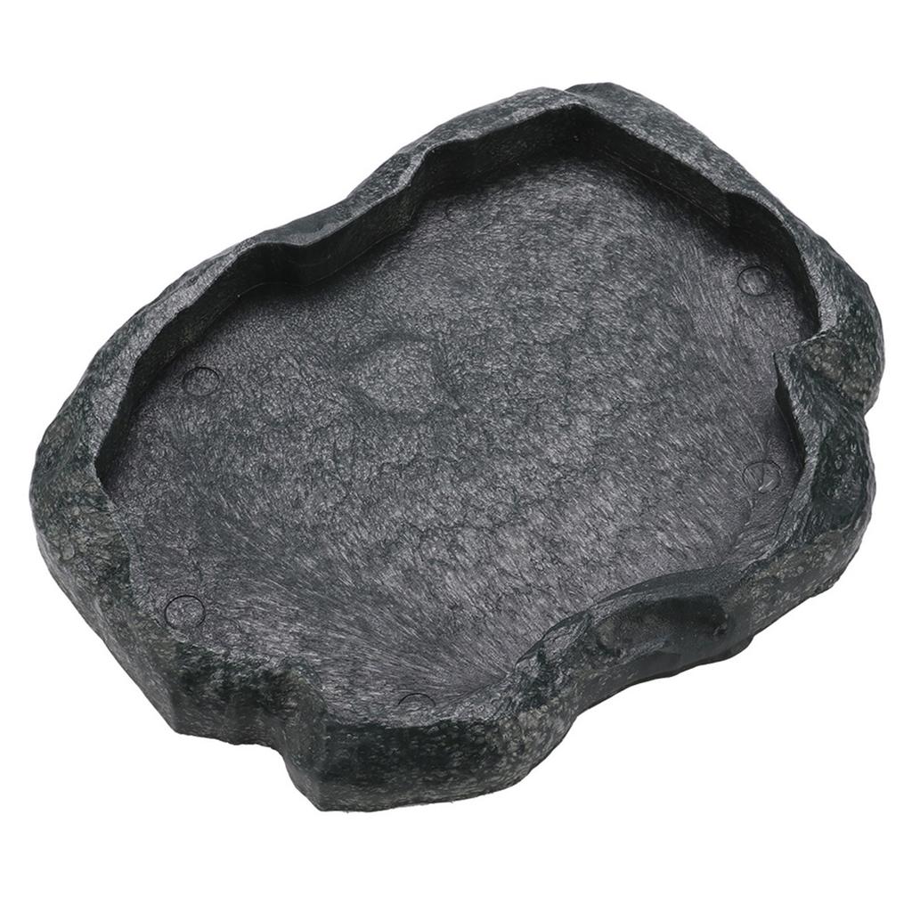 Resin Durable Reptile Rock Food and Water Dish Feeder Bowl for Tortoise Lizard(Green M)