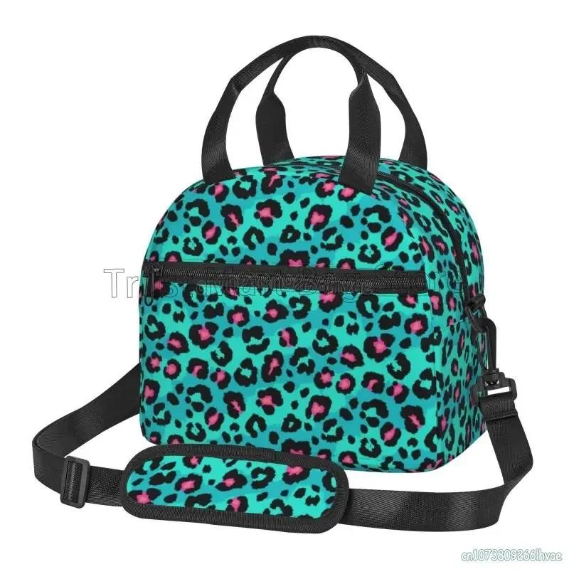 Leopard Print Insulated Lunch Box Cheetah Pink Cooler Tote for Work Office School Picnic Reusable Waterproof Thermal Lunch Bag