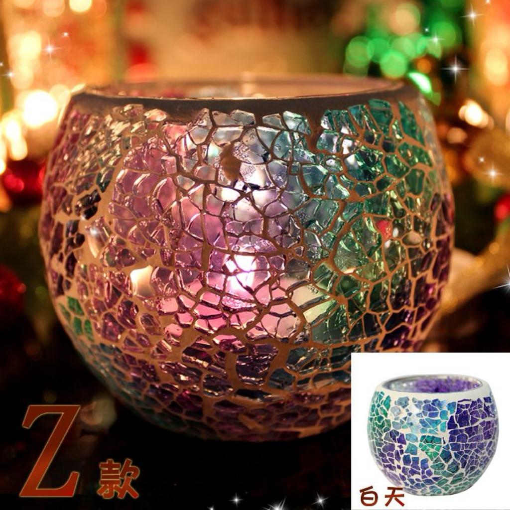 Farget glassmosaikk lysestake i europeisk stil – Bryllups- og bardekorasjonsrekvisitt