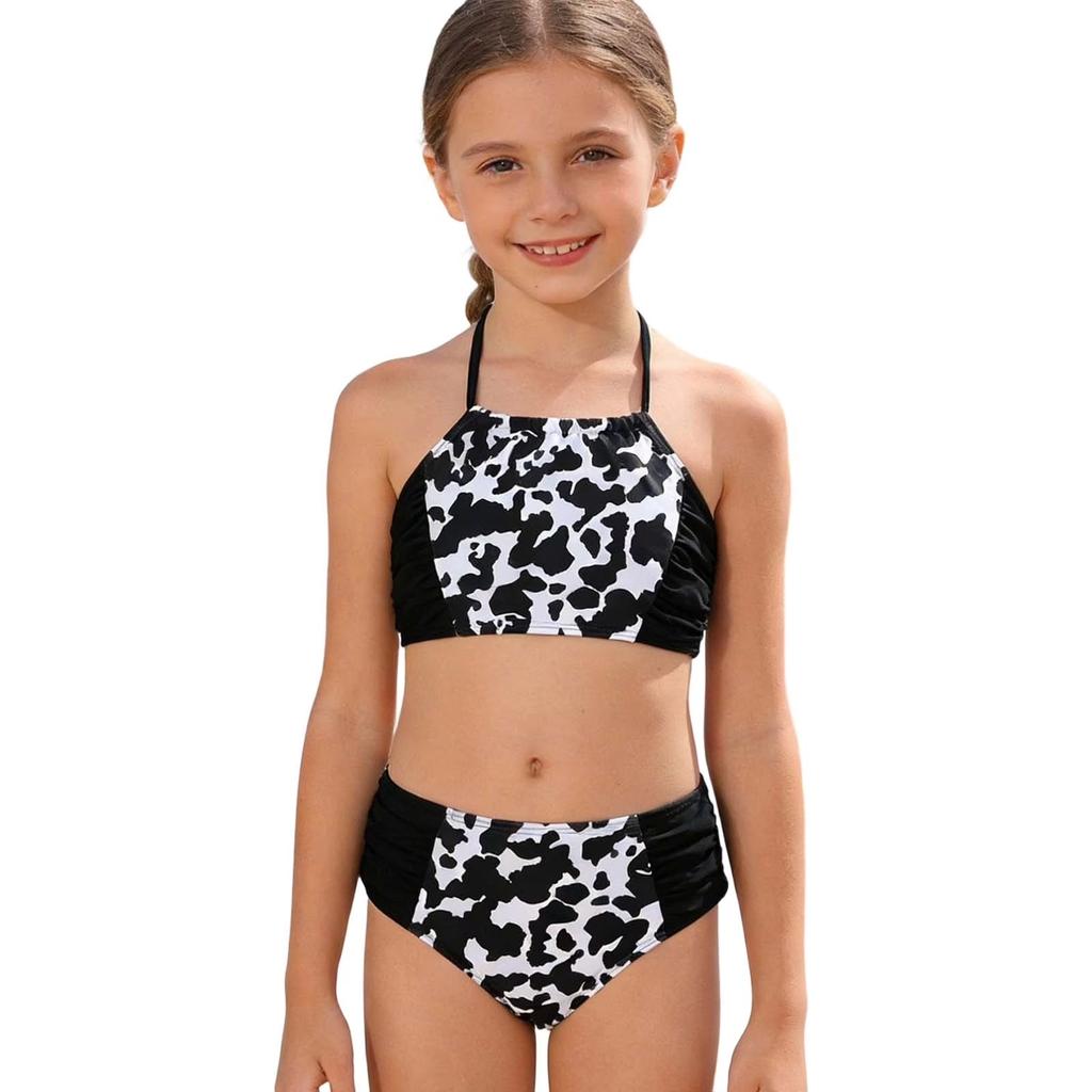 Kleurblok Bikini Set voor Meisjes, Tweedelig Zwempak voor Kinderen