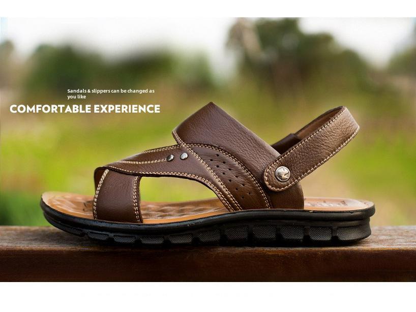 Pánské kožené sandály na léto 2025 - Ležérní plážová obuv a módní pantofle