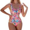 Floral Ruched One-Piece Swimsuit for Women - European and American Fashion Beachwear
