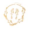 Ingemark Minimalism Irregular Water Drop Chokers Necklace Earrings for Women Punk Gold Color Metal Jewelry Set New Accessories