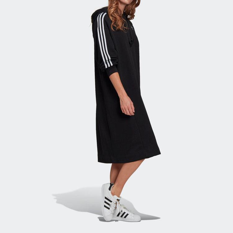 adidas Hoodie Dress Logo Print Loose Long Sleeve Dress Women Dresses Black  GN2782  buy at low prices in the Joom online store
