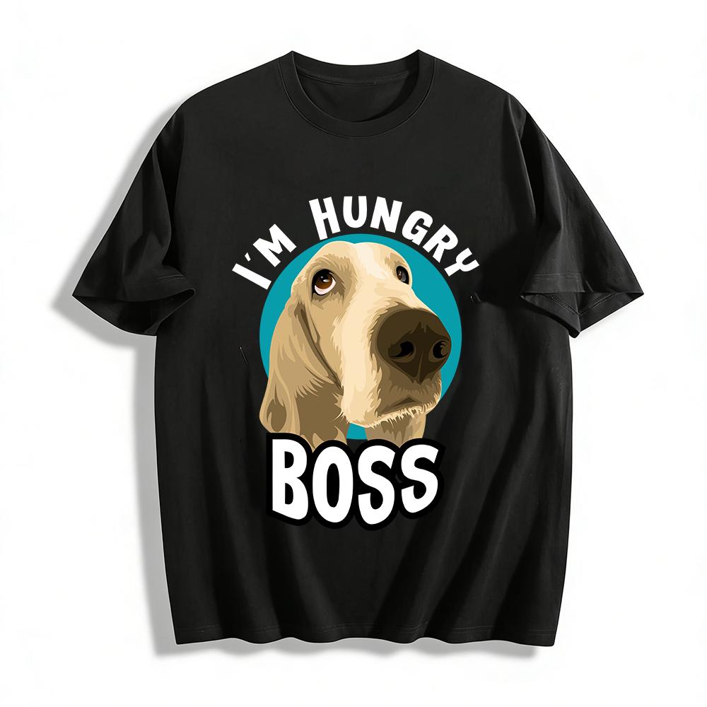 

Funny Big Nose Dog BOSS Print Casual T-Shirt Unisex Loose Breathable Top Pure cotton T-shirt XXS