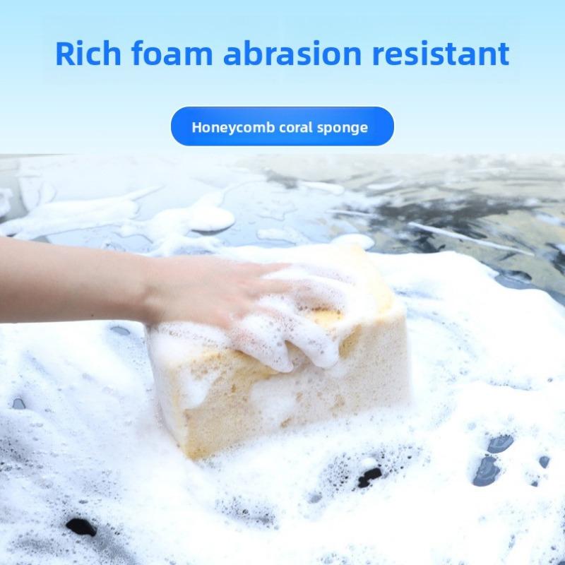 Großer verschlüsselter Korallen-Autowaschschwamm, quadratischer Waben-Schaumstoff-Autoreinigungsschwamm, Autowasch-Reinigungswerkzeug
