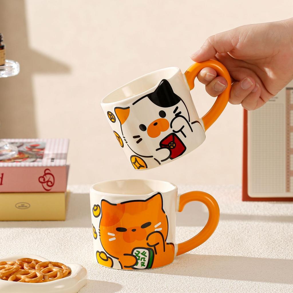 Cute Cat Ceramic Mug Festive Lucky Cat Mug Souvenir Home Couple Water Cup  Girls’ Good Looks