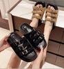 Fashion Retro Classic Thick-soled Slippers For Women New Fashion Suede Platform Sandals Summer Belt Buckle Beach Slides Woman Shoes