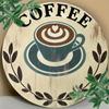 Vintage Coffee Metal Wall Art 8 Inch Round Iron Sign Cafe Bar Home Decor