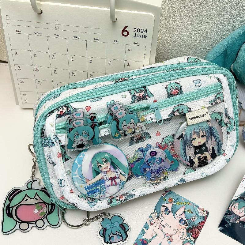 Anime Virtual Singer Miku Stationery Bag Pencil Case Kawaii Large Capacity Student Coin Purse Fans Collect Gift Peripheral Bag