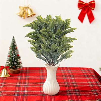 Artificial Norfolk Pine Branch UV-Resistant Faux Greenery Plants Stem Fake Pine Needle Pick Xmas Party Home Decoration