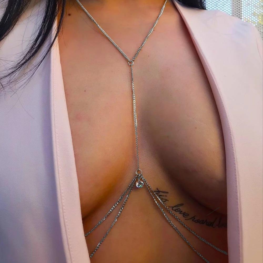 

Новые модные аксессуары, многослойная цепочка со стразами, сексуальная цепочка для тела в бикини, цепочка на грудь