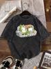 Vintage Acid Wash T-Shirt Lustige Frosch-Sofa-Grafik-Tee Retro Übergroßes Streetwear-Top Gewaschene Baumwolle Hip Hop Lässig Kurzarm