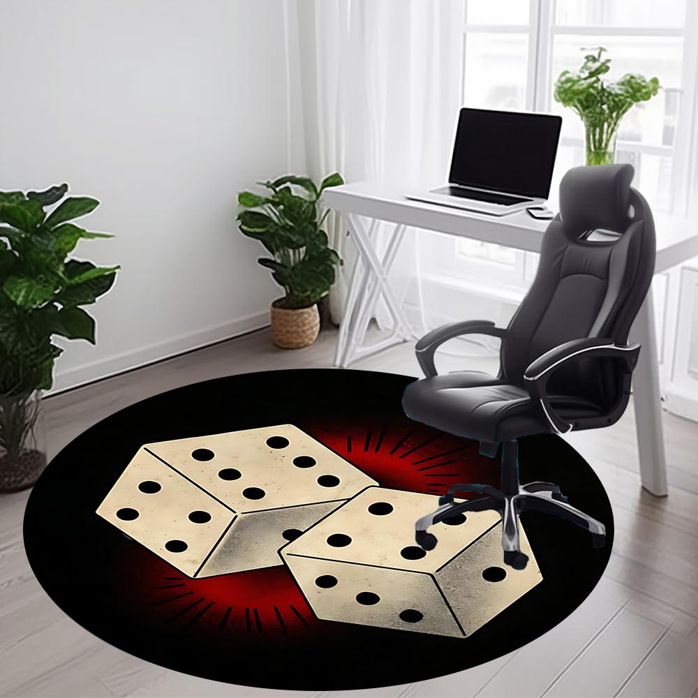 1pc Dice Game Office Round Area Rug, Indoor Mat Suitable ForOffice, Under Office Chairs Bedroom Living Room Home Decor, Room Decot211
