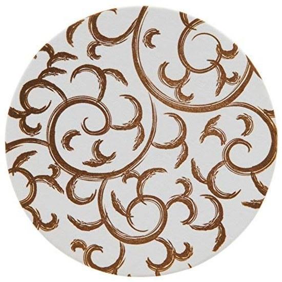 Endo Shoji TKG Paper Coaster Brown Arabesque (100 Pieces) Round Diameter 90mm 1mm Thickness Sturdy Essential Evening Drinks Commercial Use PKCR702