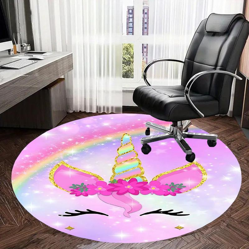 1PC Unicorn Rainbow Non-Slip Floor Round carpet, Office, family, bedroom, Large Area Rug Indoor Rugs, Vibrant Colors-Z0480