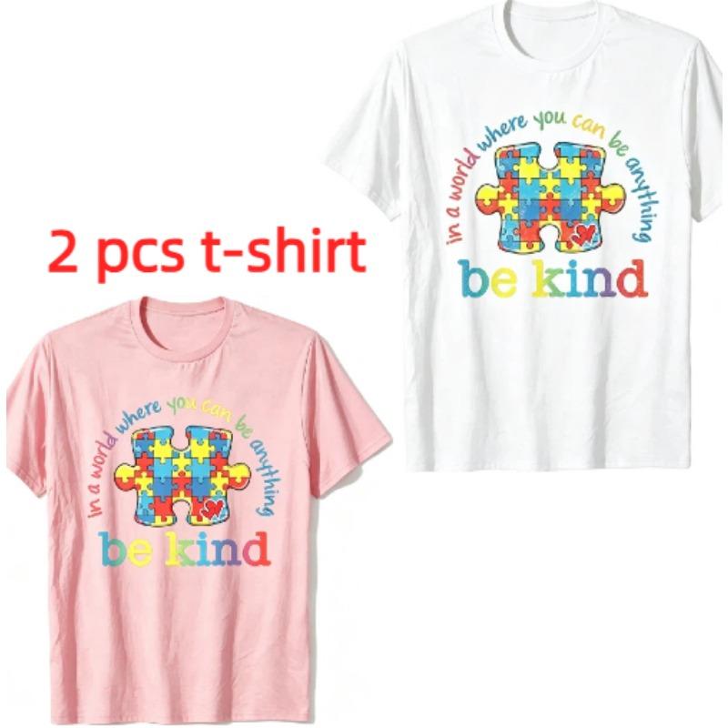 Fashion Be Kind Letters Print Kids T-Shirts Summer Fashion Street Outdoor Casual T-shirt Tops for Boy and Girl's Tees Top
