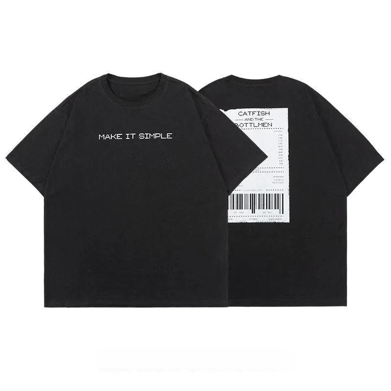 Summer Hiphop Design Sense Niche Pure Cotton Shortsleeved Tshirt Womens Tide Brand Loose Couple Versatile Mens Top Ins
