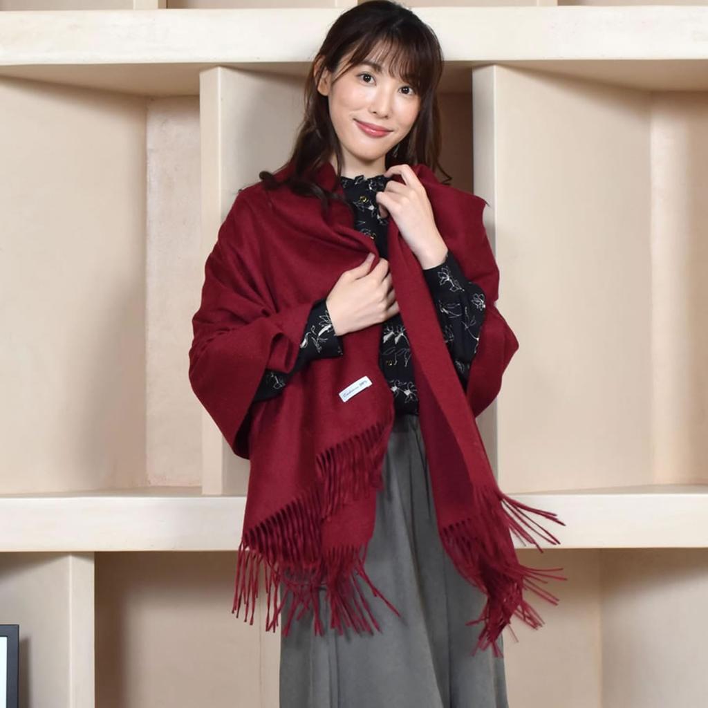 Hayashiguchi Thick Cashmere Gift with Original Box Bordeaux 100% Stole, Large, Wrapped, (CS0055),