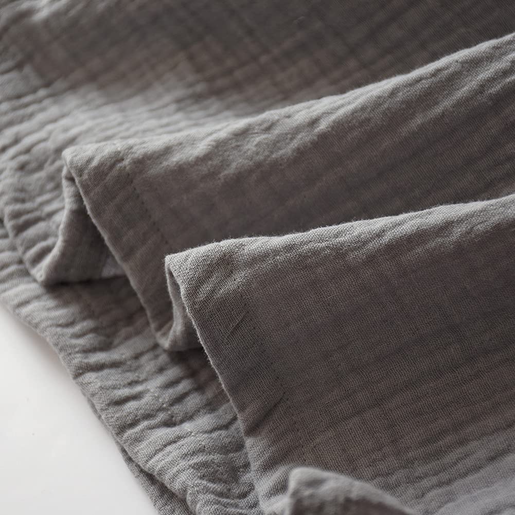 SLMJMY Gauze Pajamas for Front Long Sweat Japanese Autumn Blue L Men, Gauze, Nightwear, Loungewear, One-piece, Opening, Sleeves, 100% Cotton,