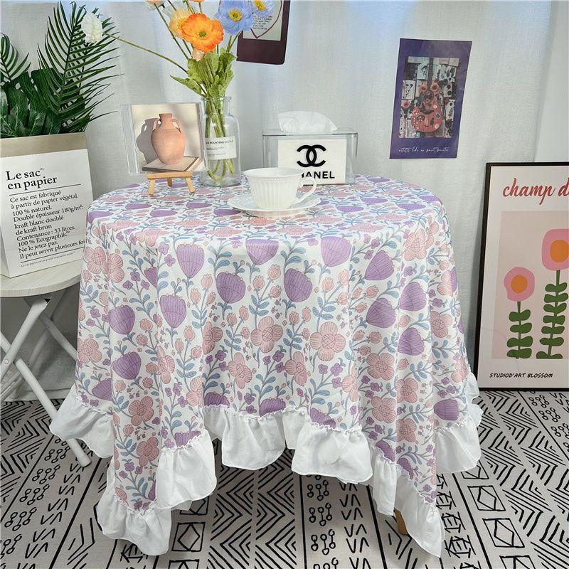 Spitze Runder Tischdecke Floraler Pastoraler Stil Picknick Party Dekorationstuch Ins Schmutzabweisend Antifouling Matte Süß