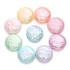 2pcs [25mm] Flat Round Acrylic Beads Plaid Flower Flat Beads For Jewelry Making DIY Pendant Keychain Crafts Findings