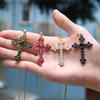 Cross Fashion Dainty Shaped Chain  Pendant  Necklace, Adjustable Clavicle Chain Zircon