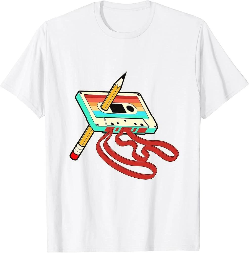 Men s and Women s T-shirts E7 80s Cassette Tape Pencil 1980s Retro Throwback Music T-Shirt XXXL