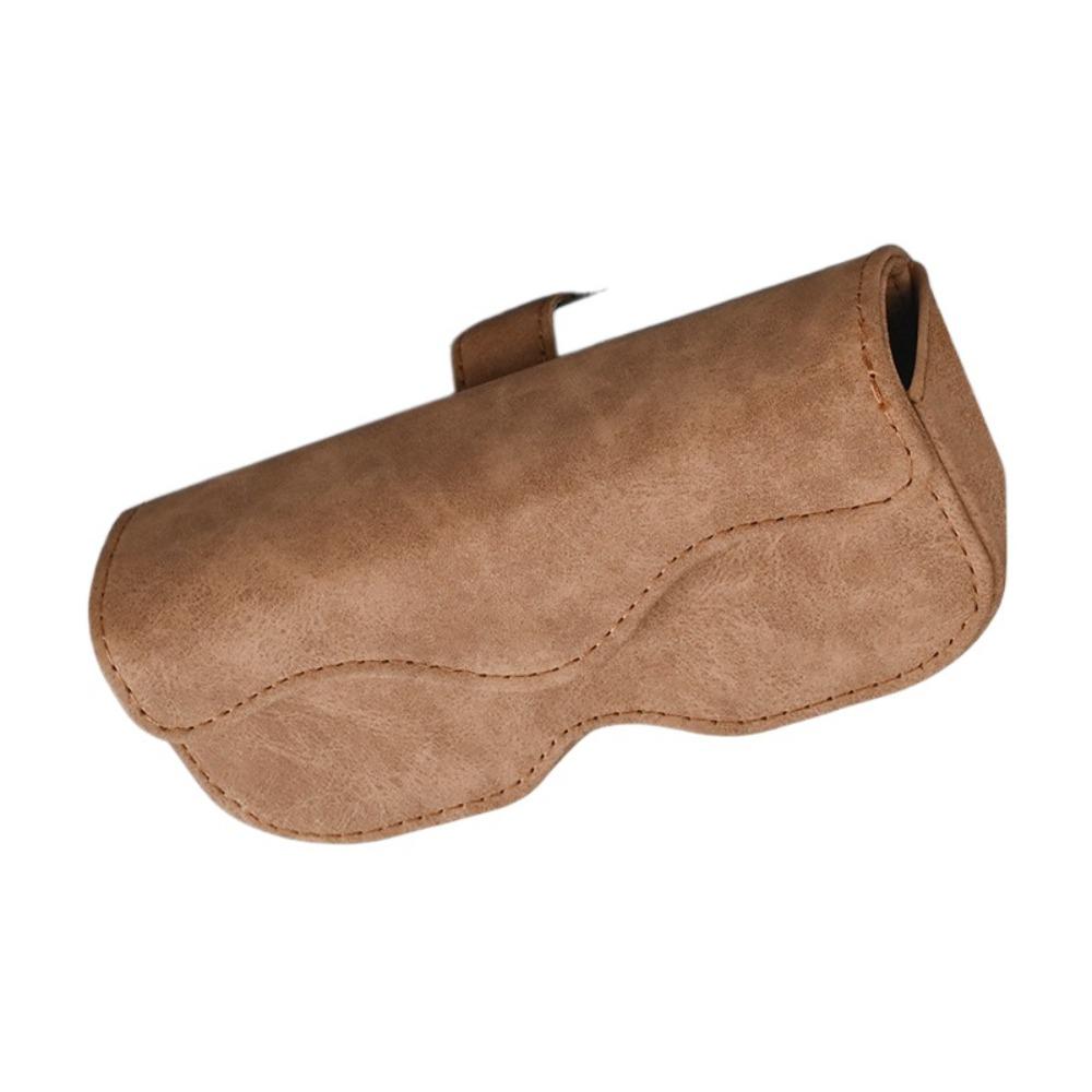 Suede Leather Sun Visor Glasses Case Stable Sunglasses Case Portable Car Glasses Bag  Car  Interior