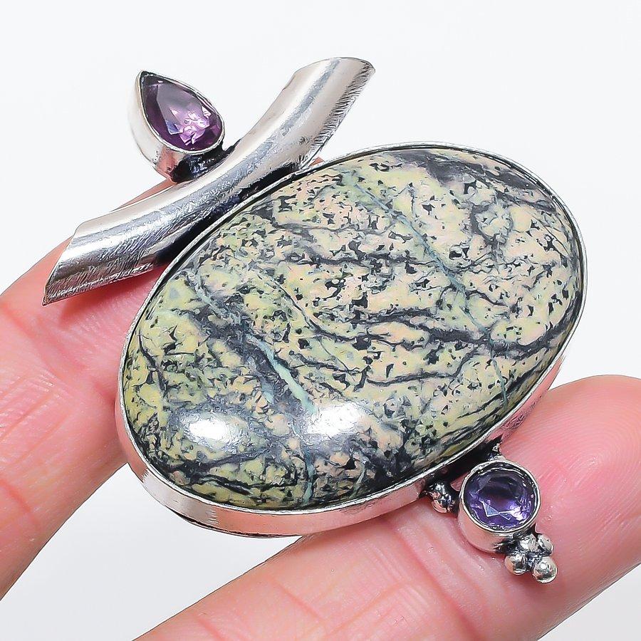 

Dragon Blood, Amethyst Gemstone 925 Sterling Silver Jewelry Pendant 2.32