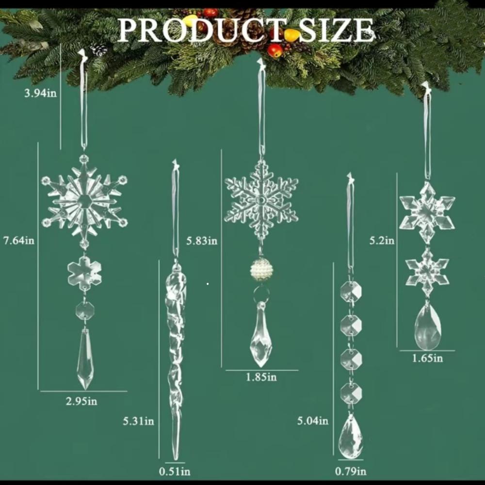 

Christmas Decoration Crystal Snowflake Hanging Set Xmas Crystal Pendant Decorations Ice Strip Christmas Tree Pendant Ornaments