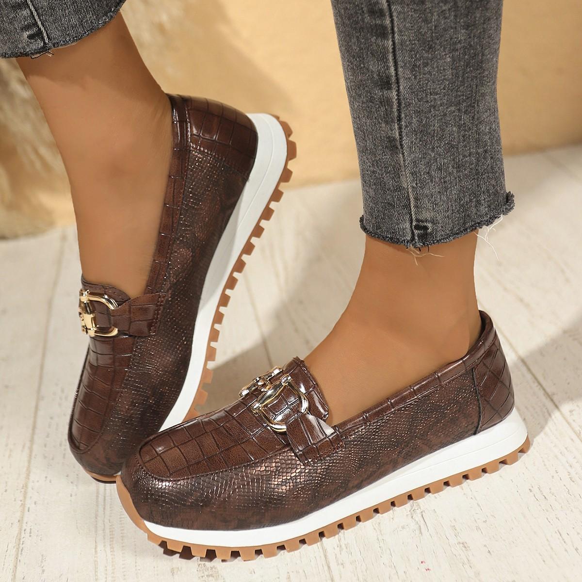 

Обувь для женщин Осенняя мода Кроссовки на платформе Женские Большие размеры Шнуровка Повседневная спортивная обувь Мокасины на танкетке Zapatos De Mujer 40 коричневый