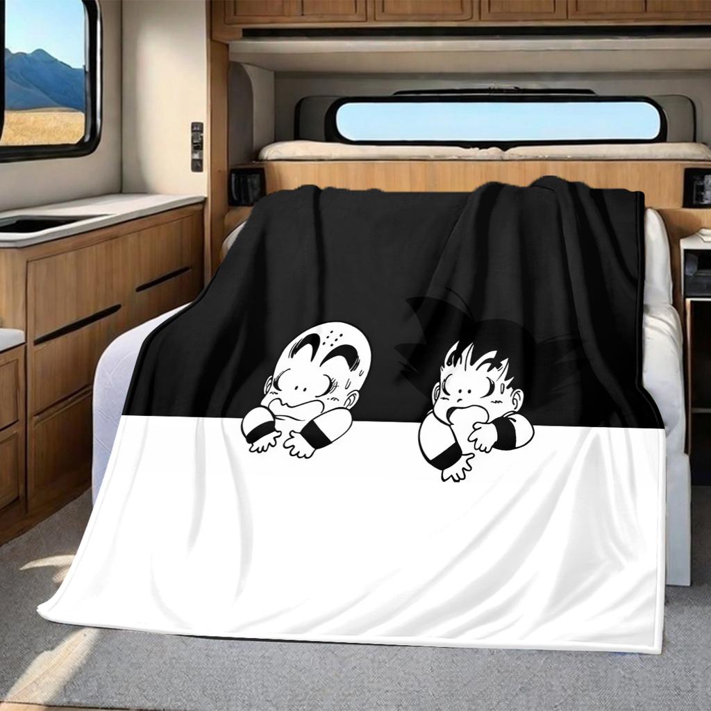1 Stück Süße Cartoon Son Goku Aufdruck Flanelldecke, Hohe Qualität für Alle Jahreszeiten, Heimdekoration, Wärme und Komfort, Perfekt für Weihnachtsgeschenke