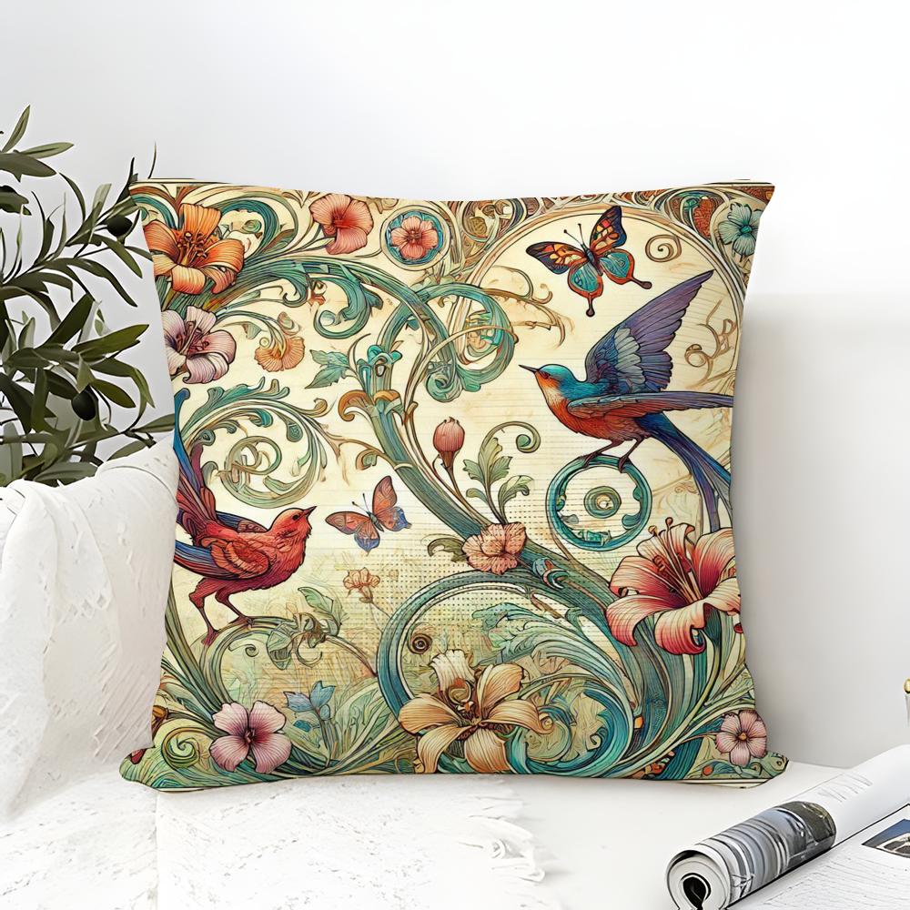 Natural Animal And Colorful Floral Decorations Pillow Case Linen Pillow Case Sofa Home Decor Cushion Cover Cushion Cove