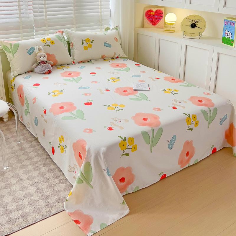 1 buc cearșaf de pat din bumbac 100% cu animale din desene animate lenjerie de pat dublu superior pentru fete, băieți, copii