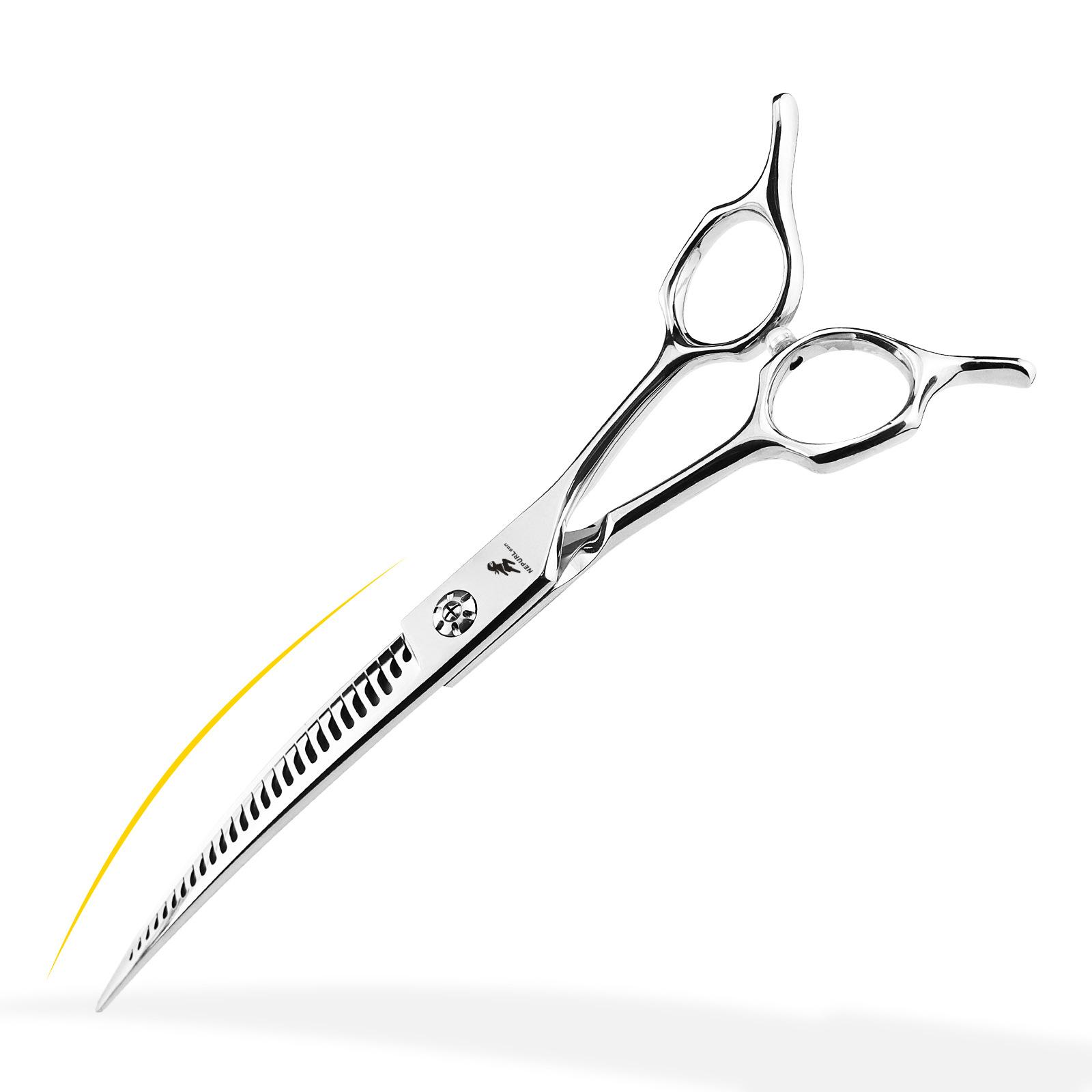 

7.5-Inch curved magic tooth scissors, pet trimming scissors, thin scissors, professional-grade pet division special 7.5inch fishbone tooth magic scissors