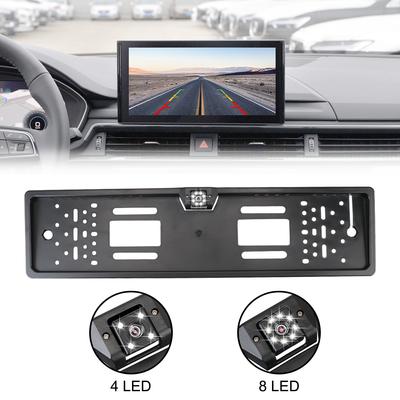 4/8 LED Parking Assistance Kit Car Rear View Camera European Car License Plate Frame Auto Accessories Universal Night Vision