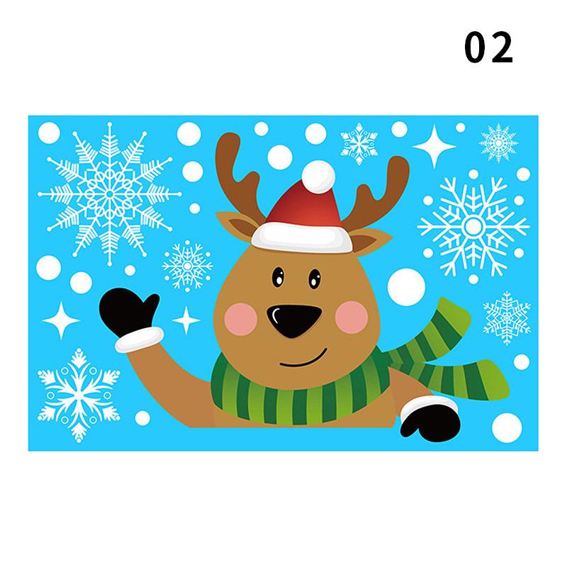 4/6pcs Window Stickers Cartoon Merry Christmas Santa Claus Xmas Tree Glass Decal Christmas Decorations for Home 2025 New Year